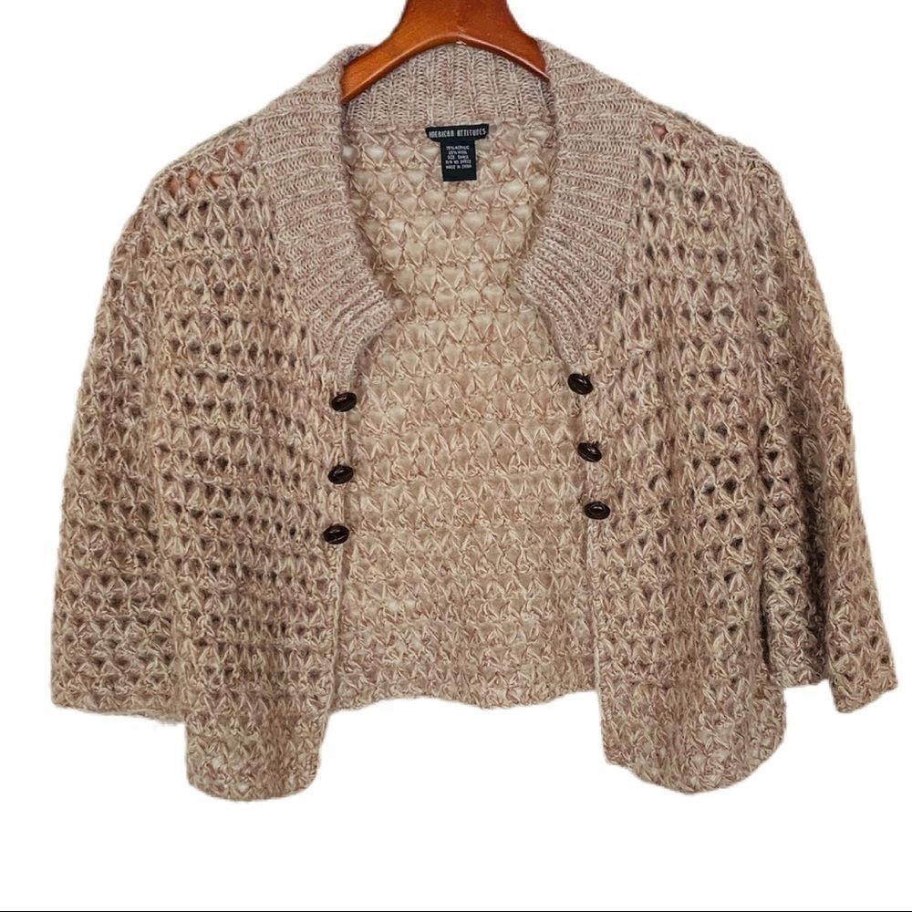 Open knit sweater top light mauve/ivory size S